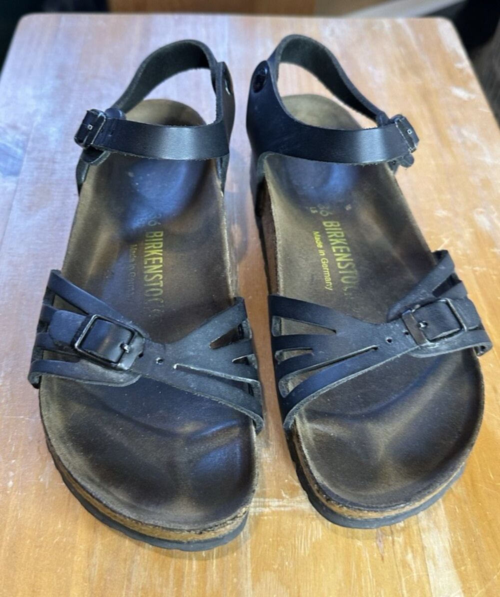 Birkenstock Bali women's EU 36 sandal Brown black ankle strap buckle boho casual